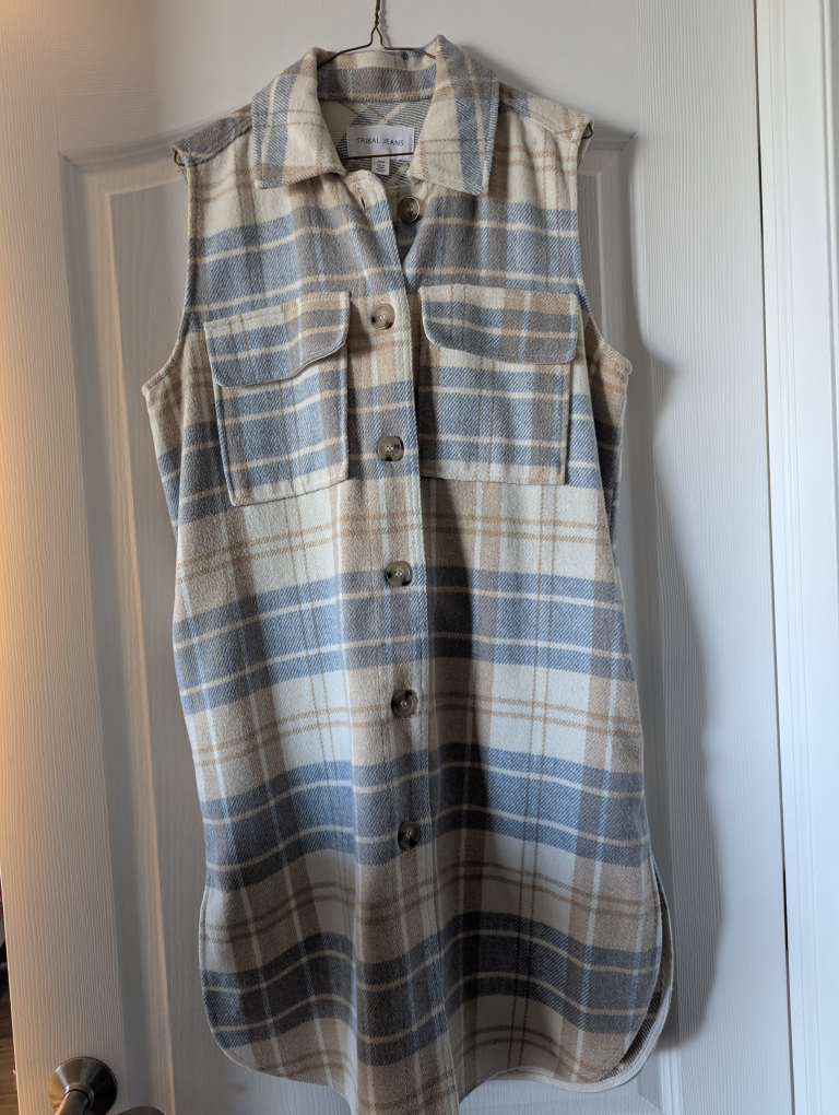 Tribal Jeans Plaid Vest - Size Medium