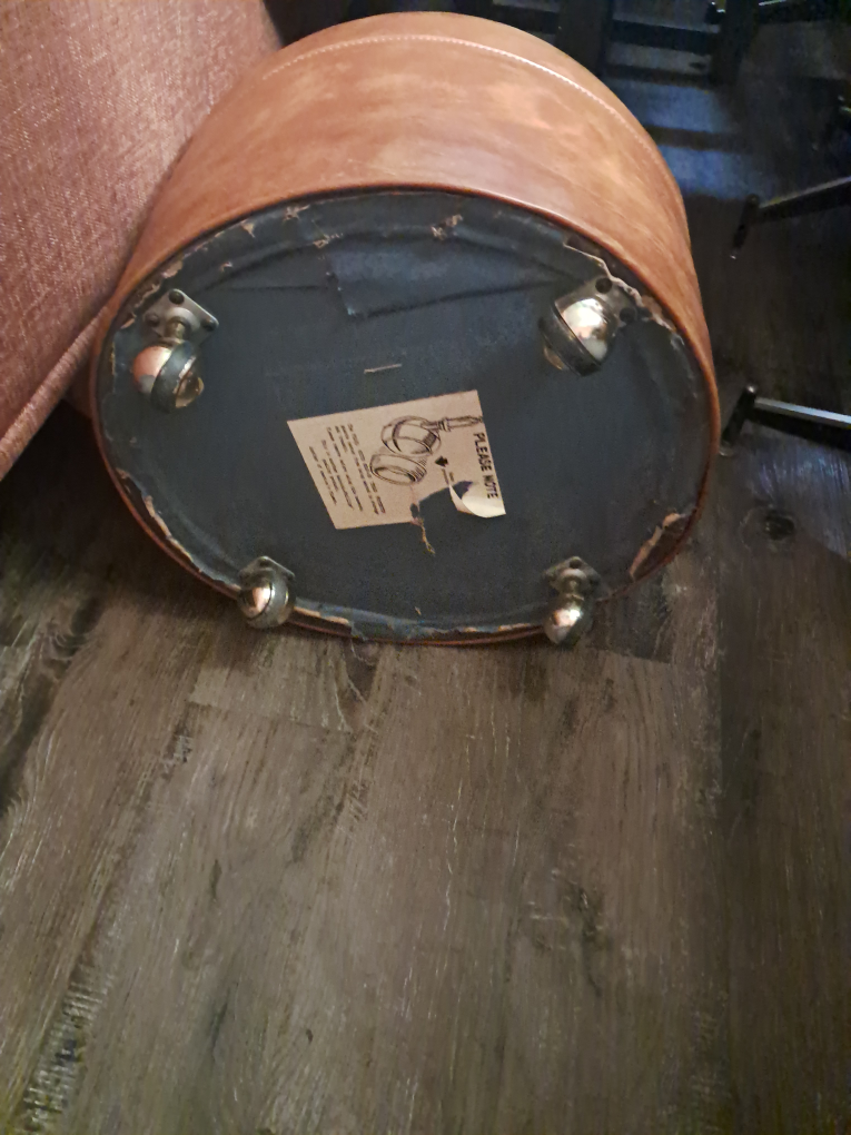 Round Leather Ottoman Pouf - photo 2