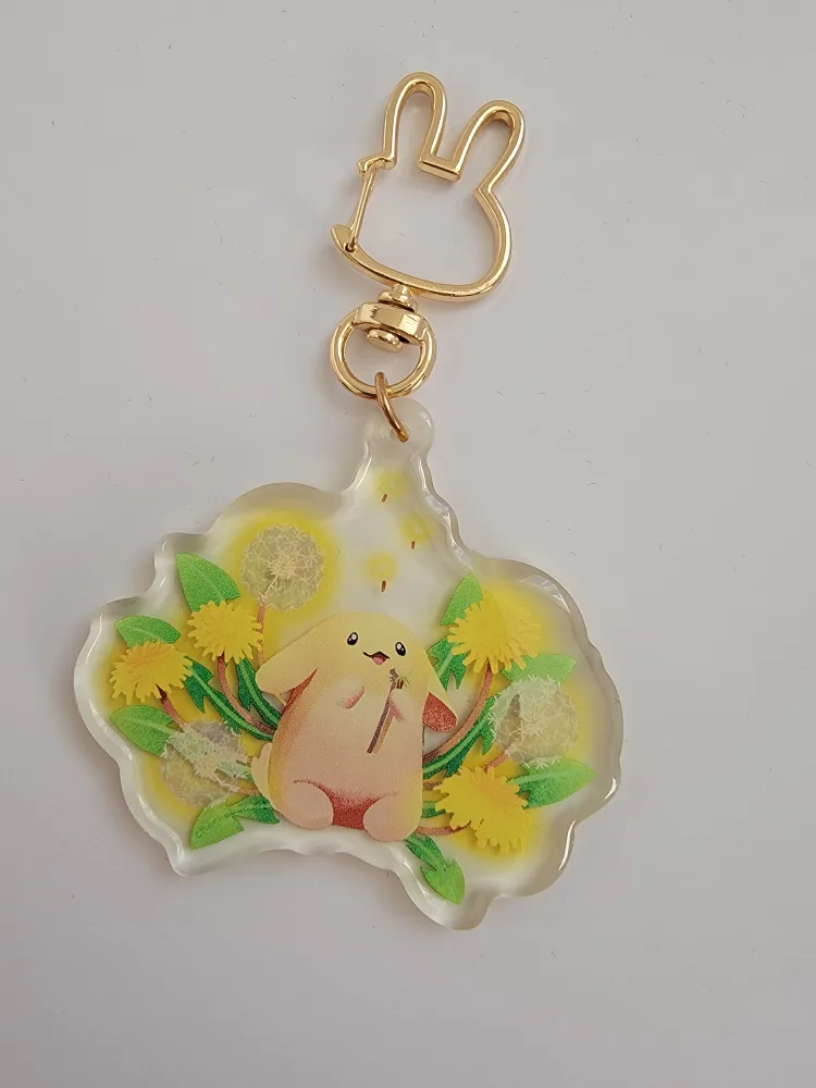Cute Bunny Dandelion Keychain thumbnail