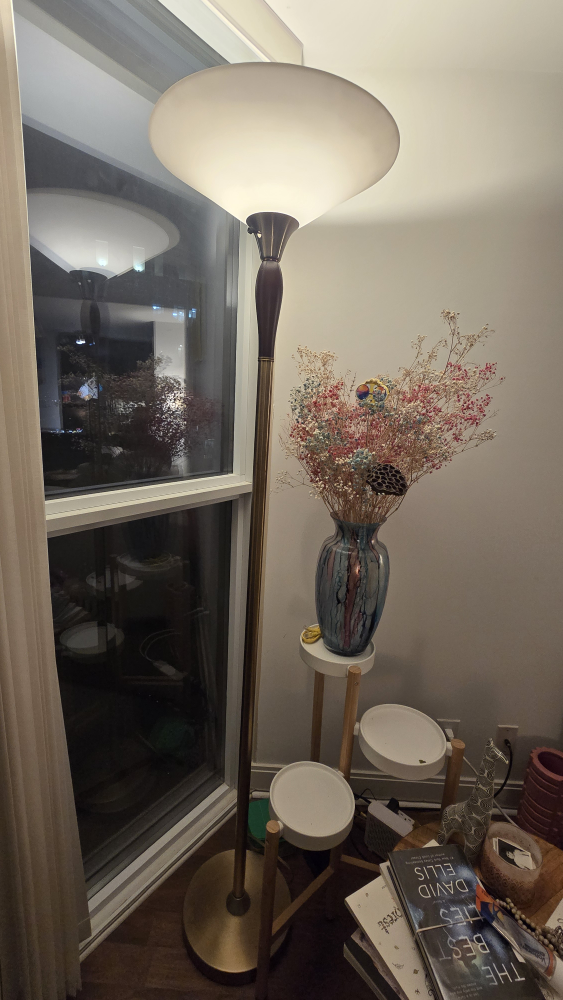 Gold Floor Lamp with White Shade