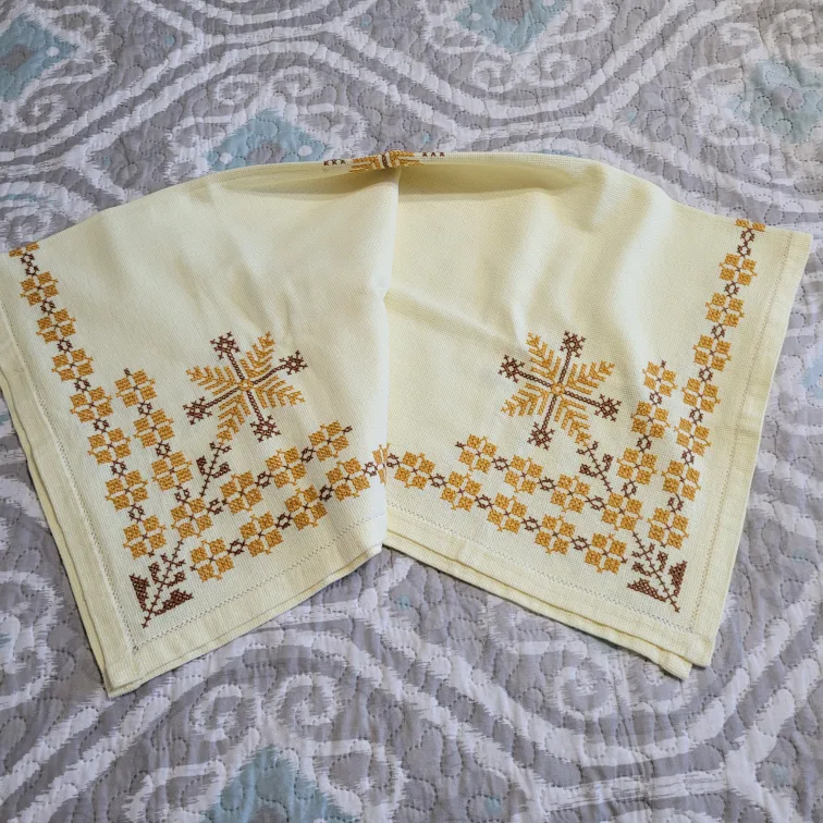Beautiful Vintage Needlepoint  32" x 32" Square Tablecloth Table thumbnail