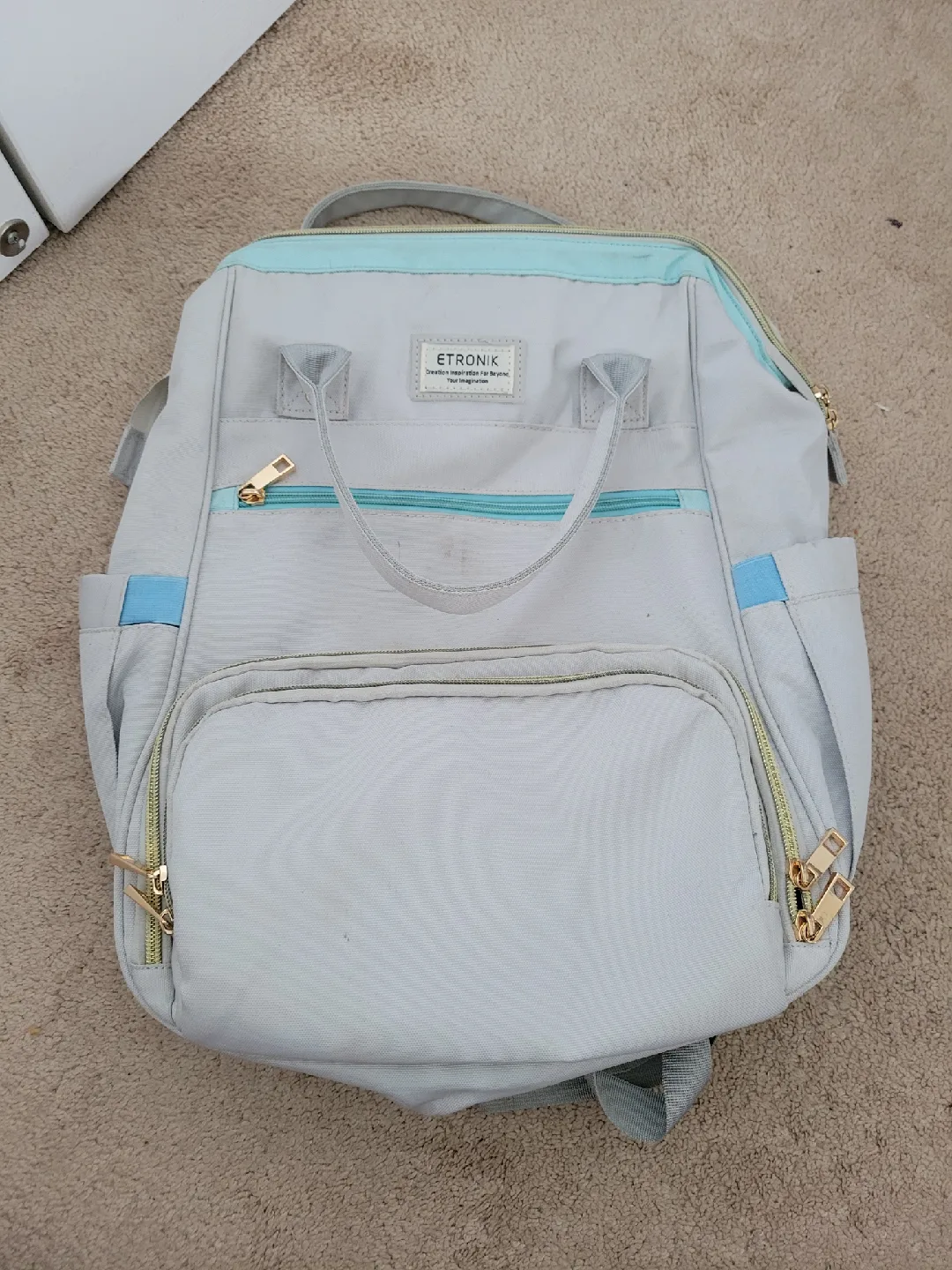 Etronik Diaper Bag Backpack - Grey & Blue thumbnail