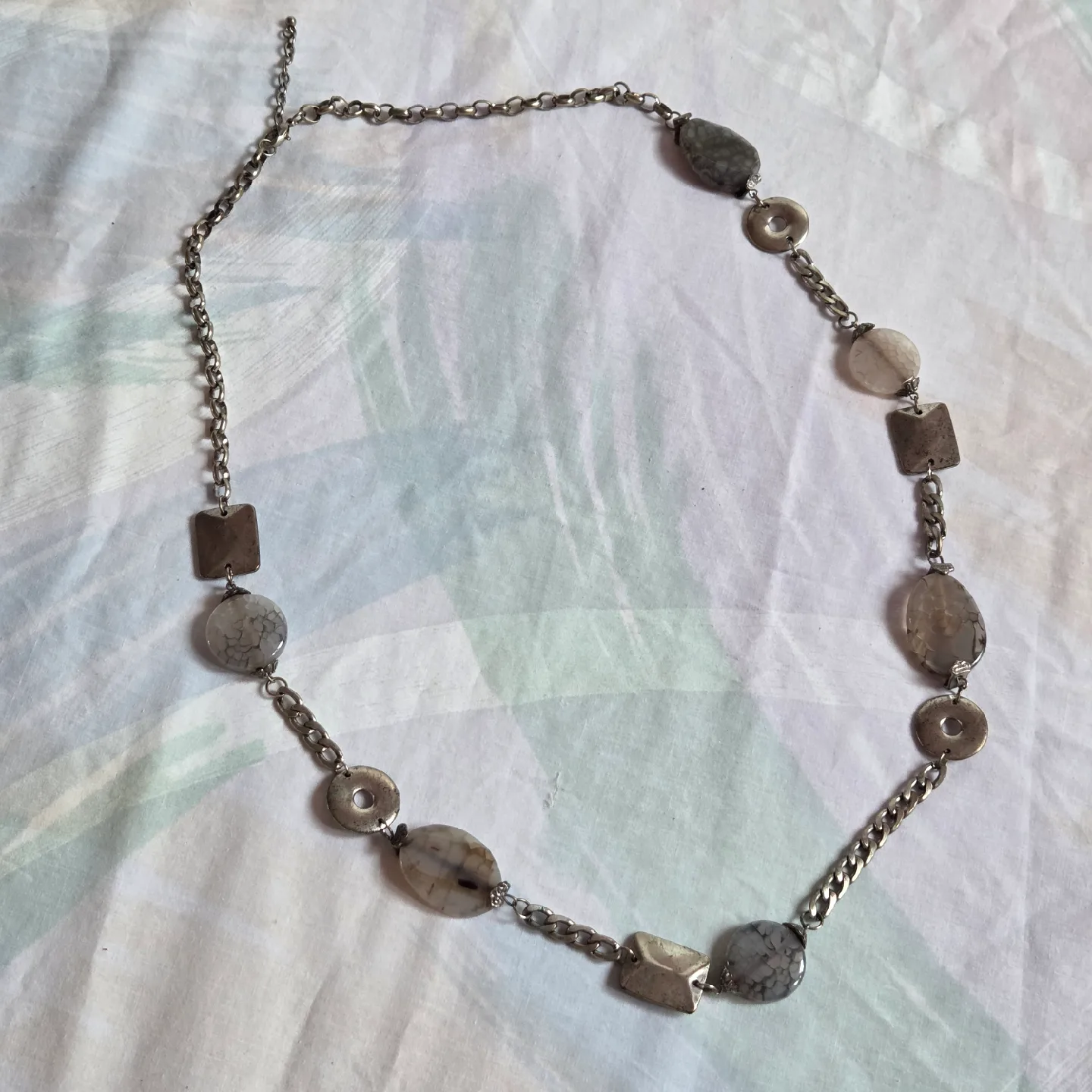 🆕 Silver Necklace with Stone Accents thumbnail