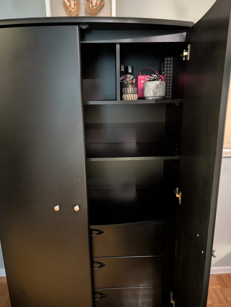 Black Wardrobe with Drawers and Shelves image indicator(9)