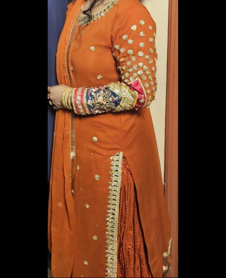 Orange Embroidered Salwar Kameez Suit - photo 3