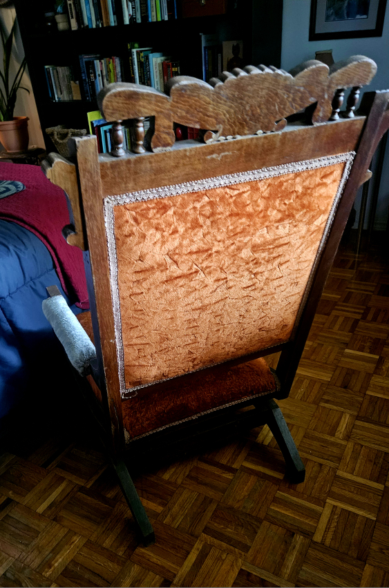 Antique Orange Velvet Rocking Chair - photo 5