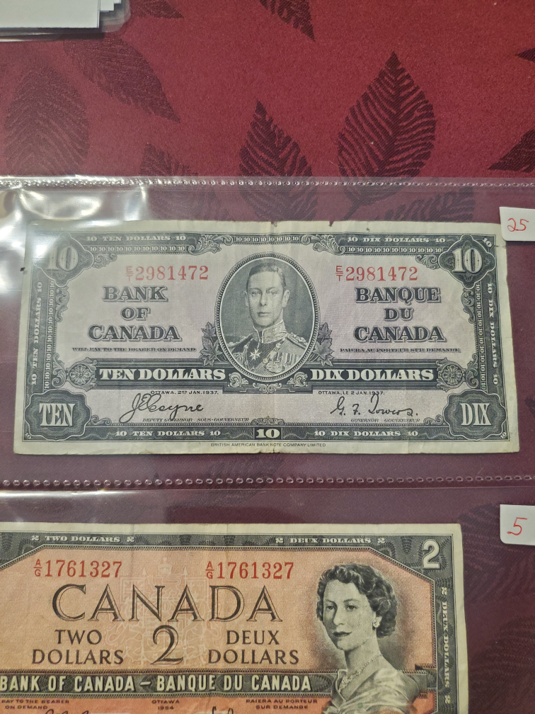 Vintage Bank of Canada $10, $2, $1 Bills - photo 2