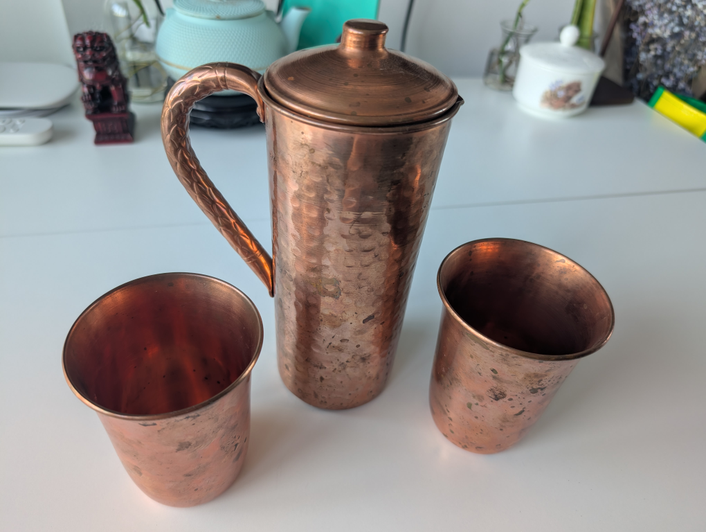 Copper Pitcher with Two Copper Cups - photo 2