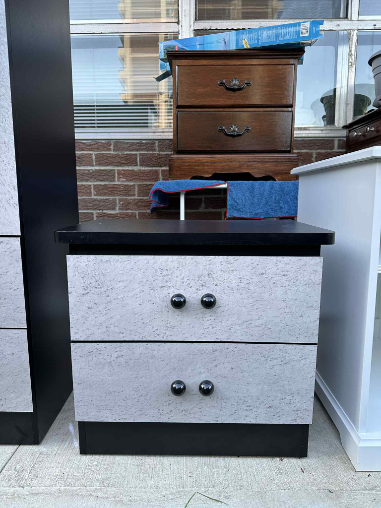 Wardrobe and Nightstand Set - Grey & Black - photo 3
