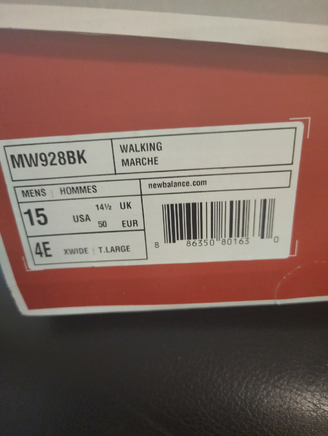 New Balance MW928BK Men's - Size 15 4E - photo 2