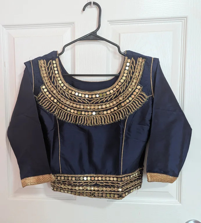 Indian Lehenga Choli Set - Navy & Gold image indicator(2)