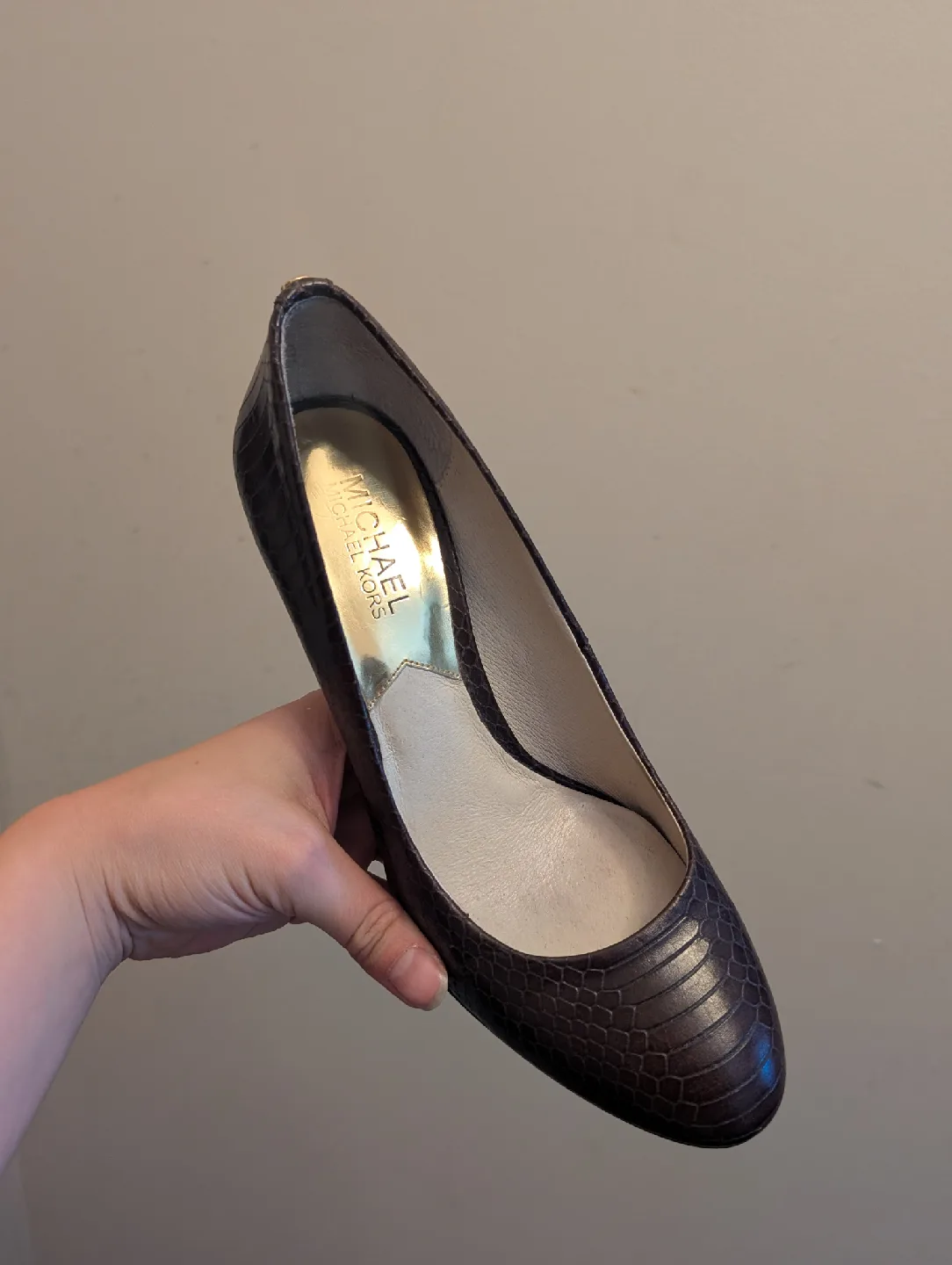 Michael Kors Brown Snake Leather Heels (size 7) image indicator(4)