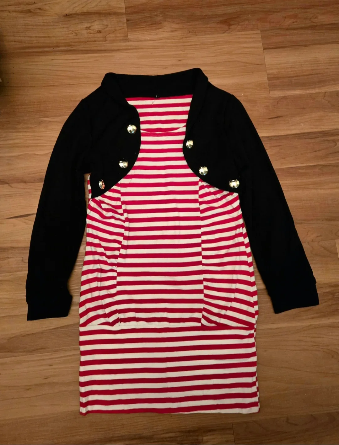 Striped Dress with Black Bolero thumbnail