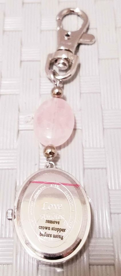 🌹Brand New Rose Quartz Pocket Watch Keychain🌹 - photo 4