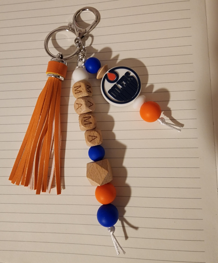 Handmade Beaded Keychain - Mama, Oilers, Tassel - photo 2