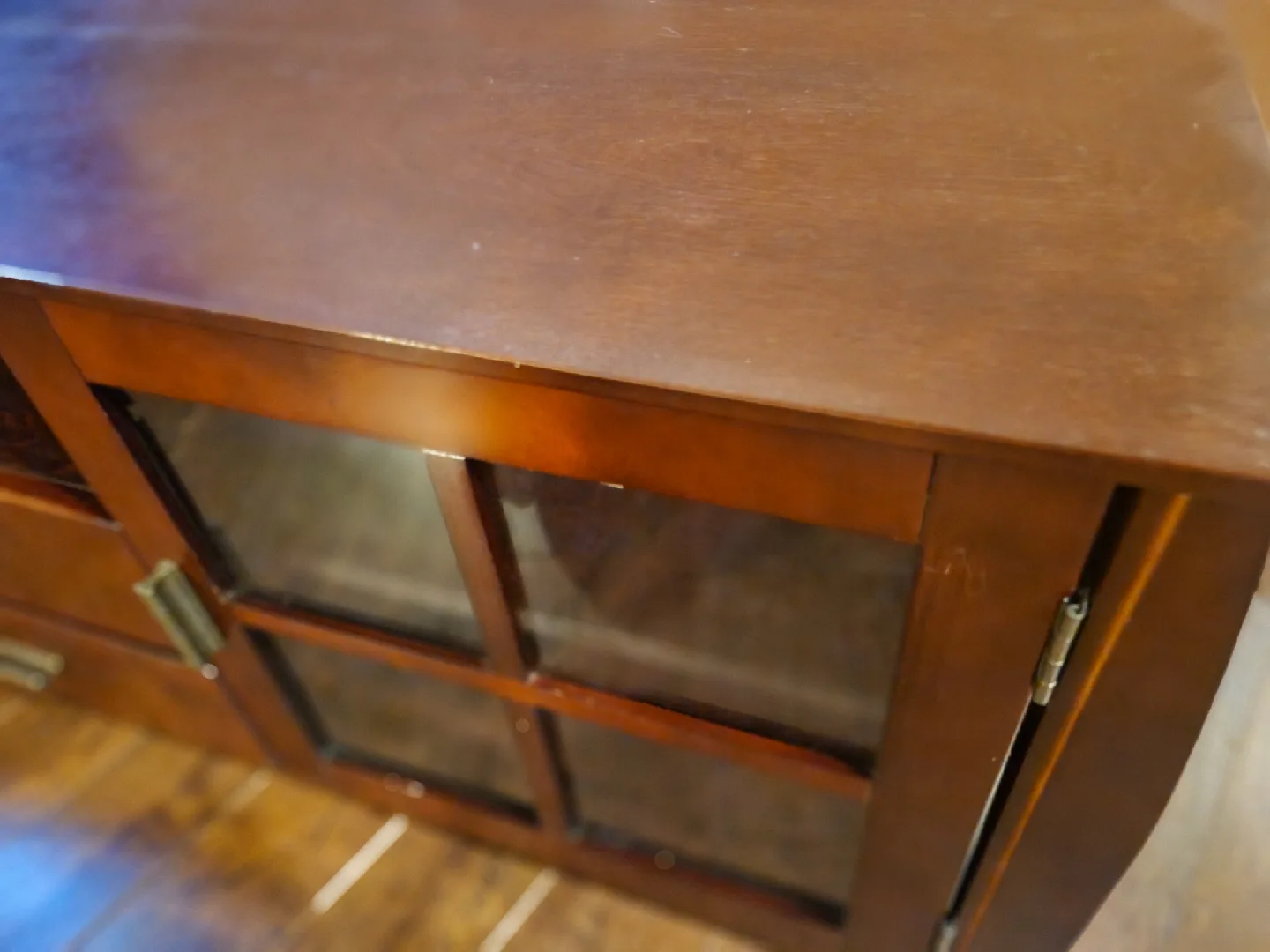 Wood TV Stand with Glass Doors & Drawers image indicator(4)