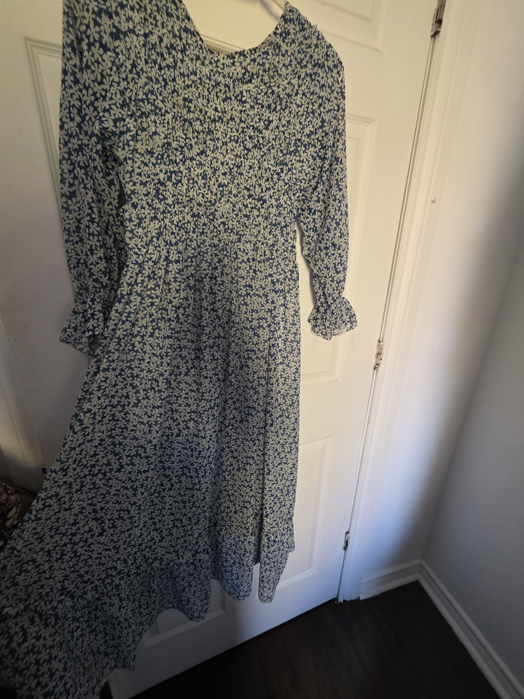 Blue Floral Long Sleeve Maxi Dress - photo 2