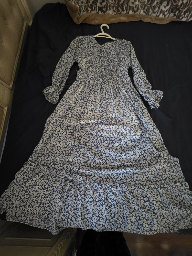 Blue Floral Long Sleeve Maxi Dress - photo 3
