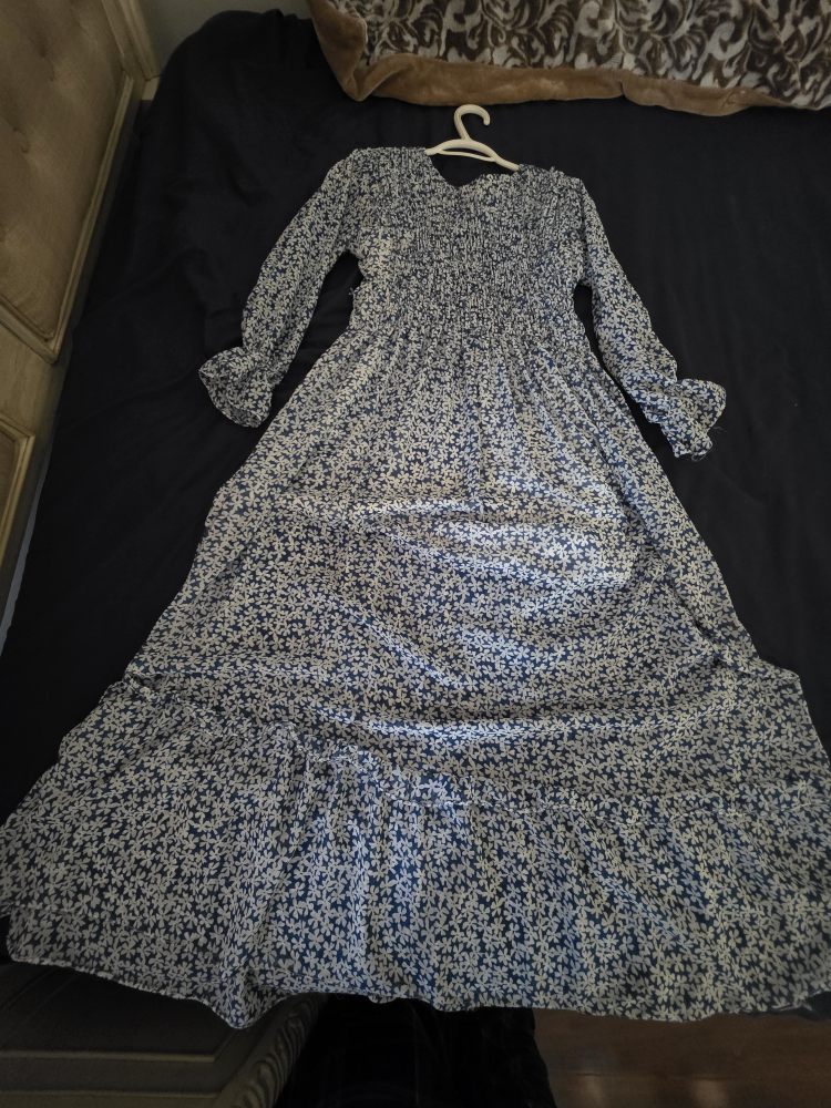 Blue Floral Long Sleeve Maxi Dress - photo 4