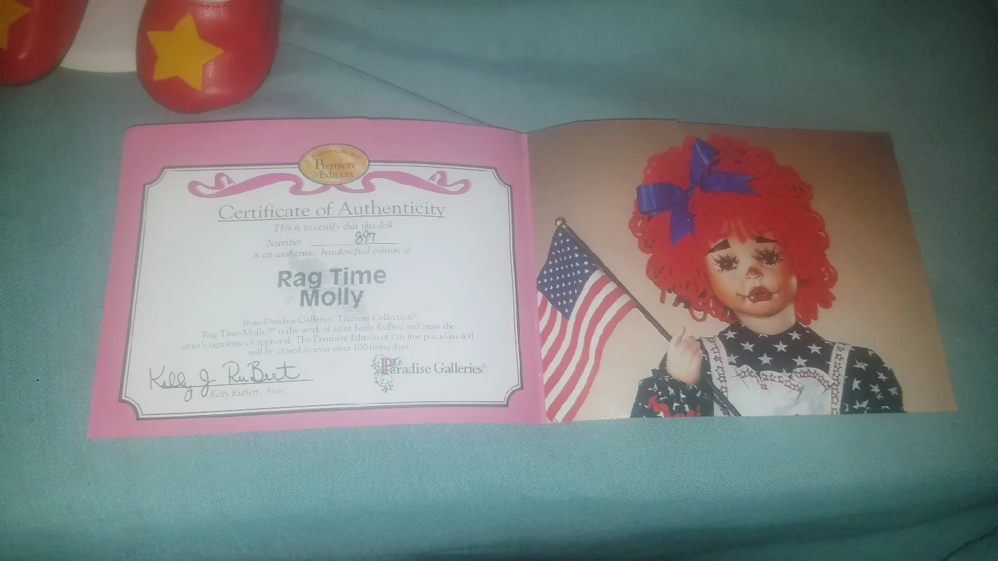 Paradise Galleries Ragtime Molly 24" Doll w Stand and COA image indicator(9)