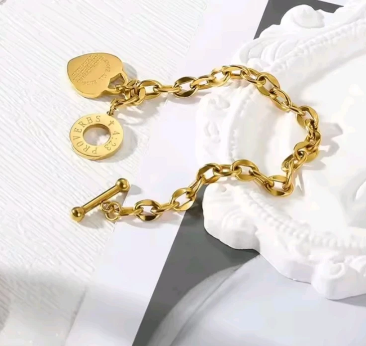Gold and Silver Charm Bracelet with Heart & Proverbs Tag - photo 4