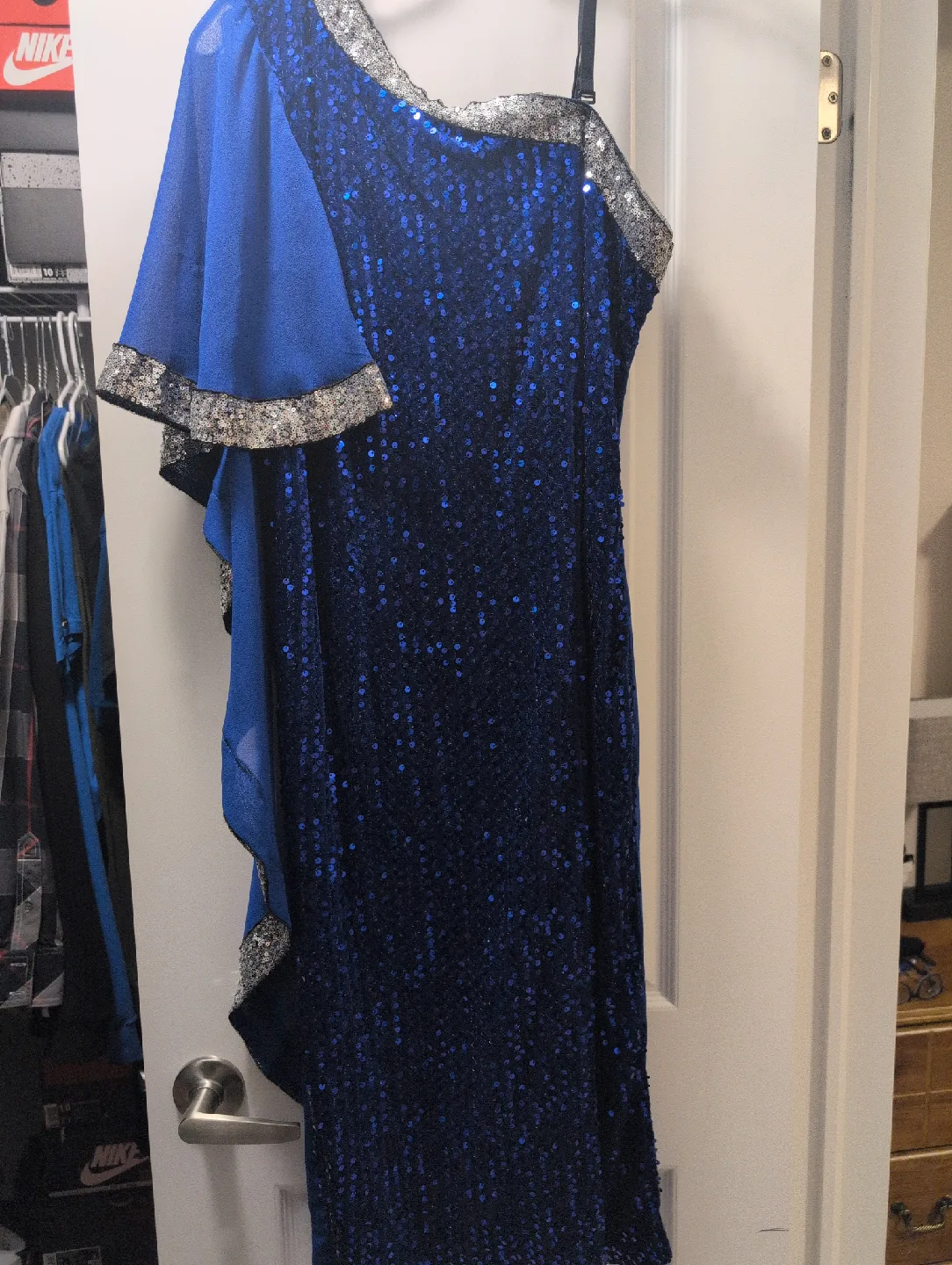 Blue Sequin One-Shoulder Dress image indicator(2)