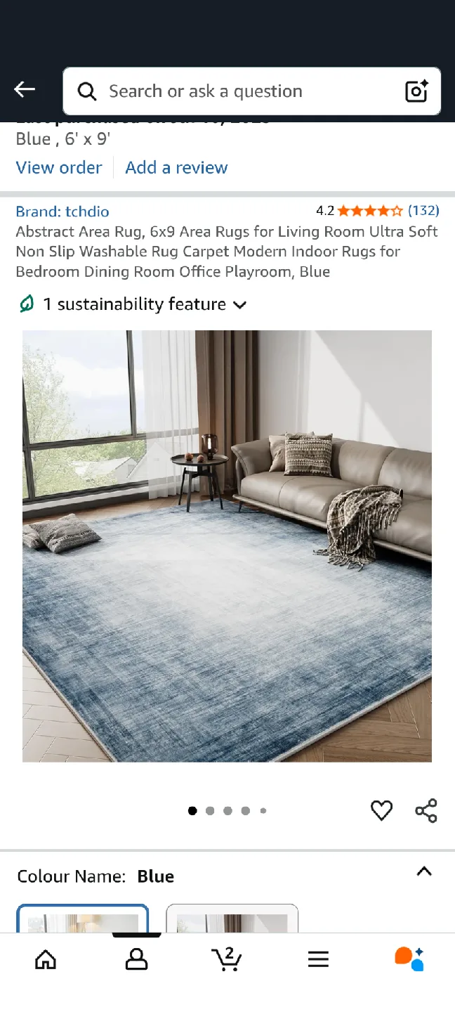 Tchdio Abstract Area Rug, Blue, 6' x 9' thumbnail