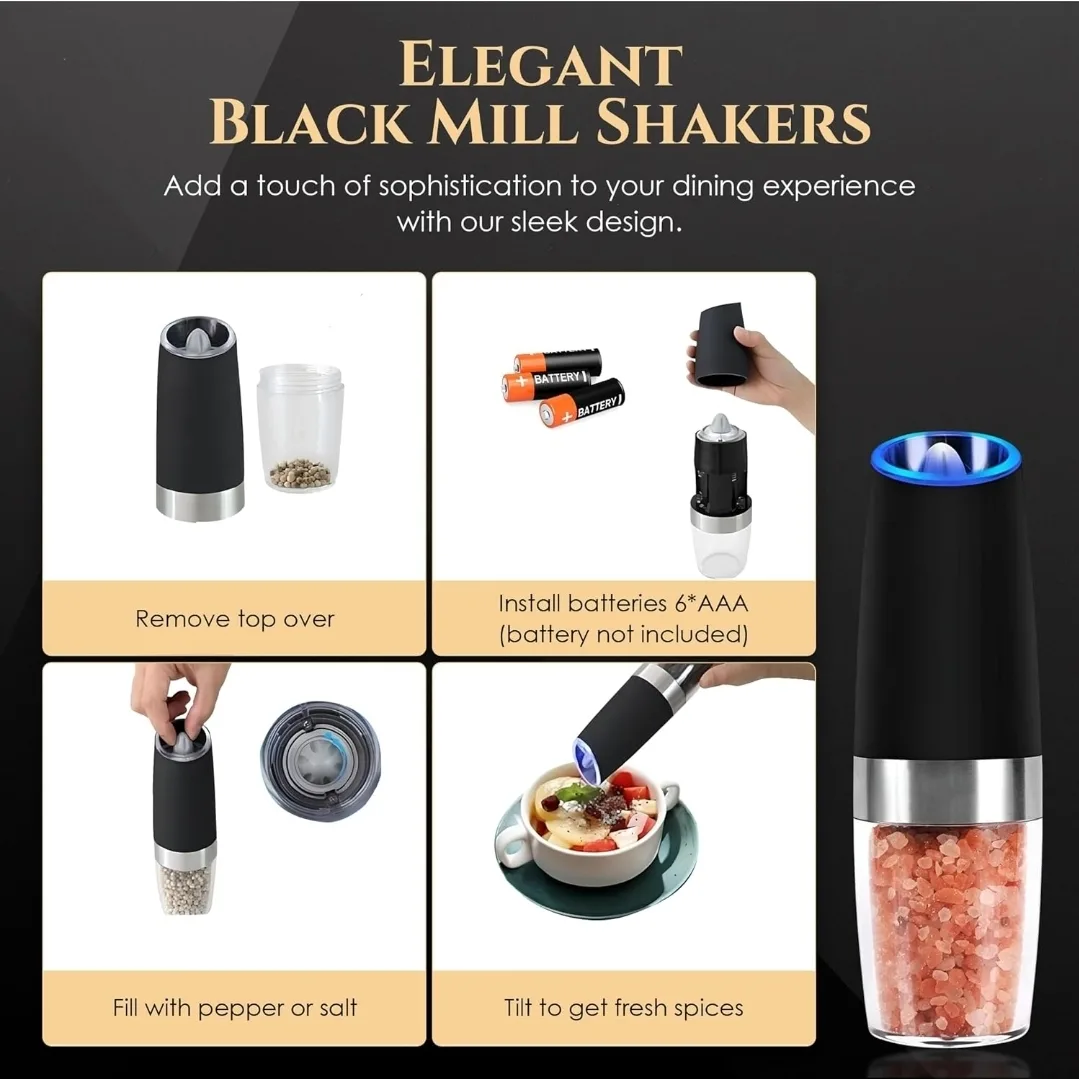 Electric Salt & Pepper Grinder - Black image indicator(5)