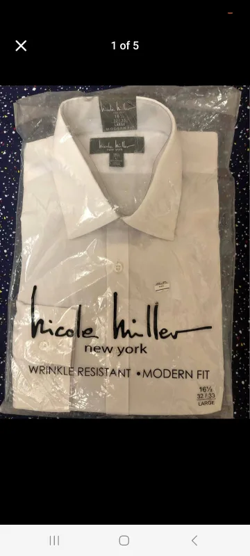 Nicole Miller Long Sleeve Dress Shirt, Modern Fit 16 34/35 - New thumbnail