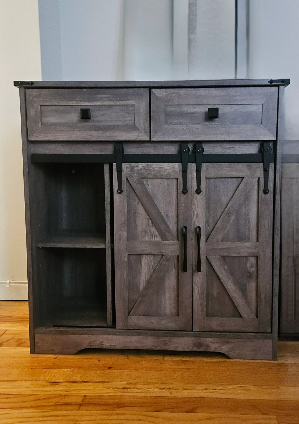 Rustic Gray Barn Door Accent Cabinet image indicator(2)