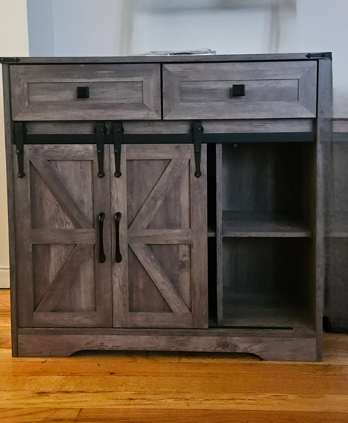 Rustic Gray Barn Door Accent Cabinet image indicator(3)