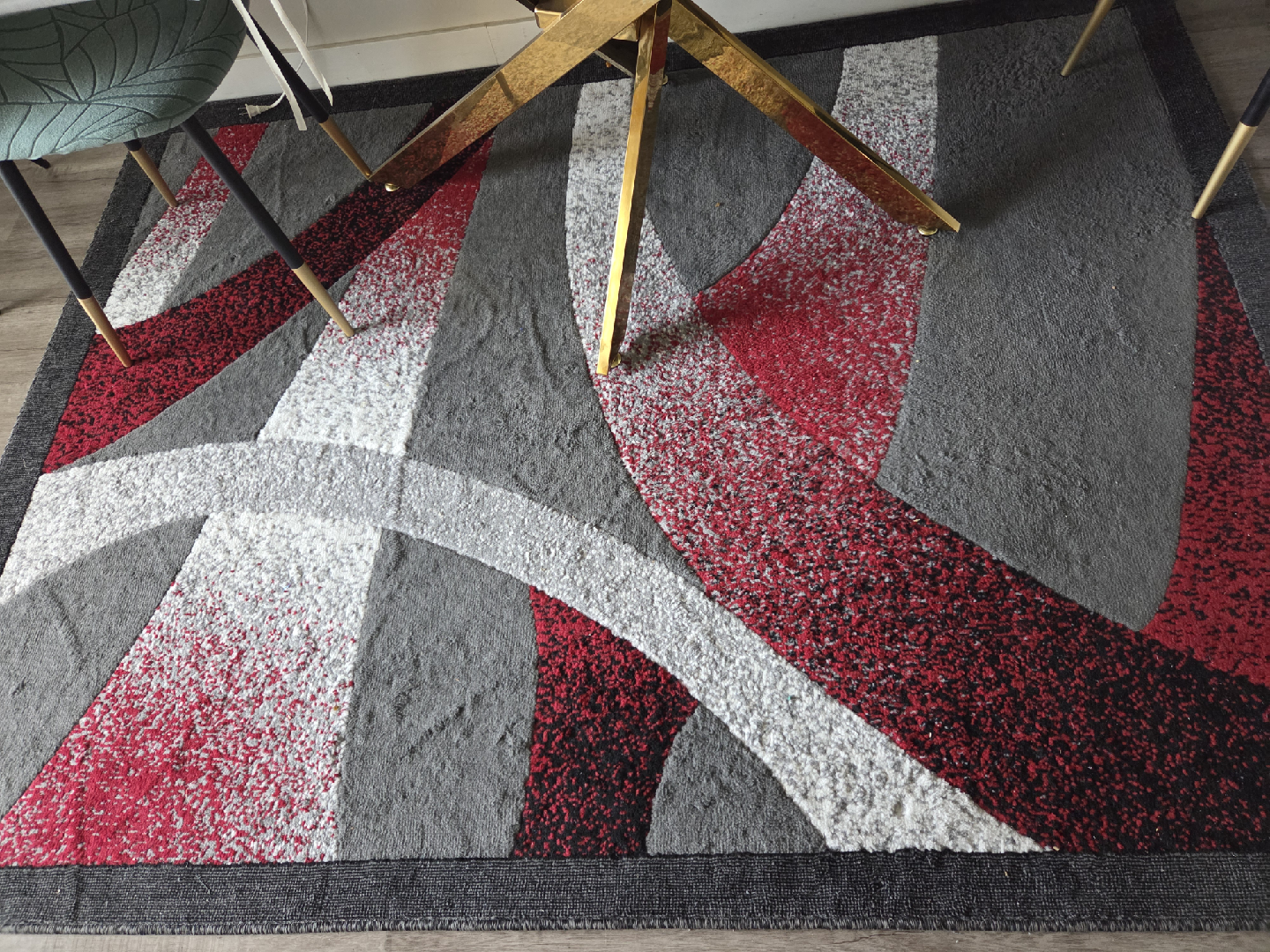 Red, White & Grey Area Rug
