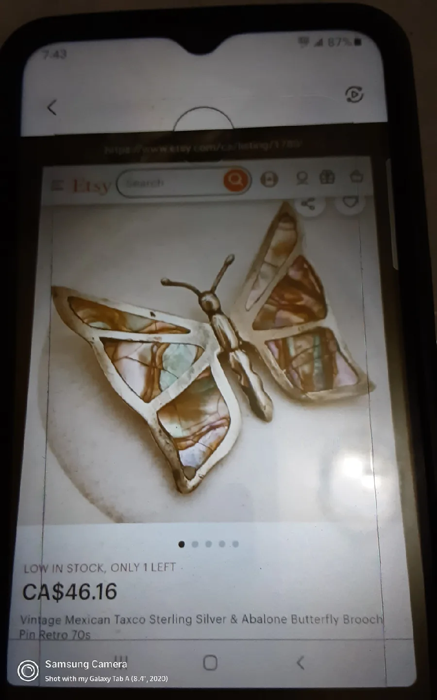 Butterfly Brooch with Abalone Inlay  SILVER 100% image indicator(2)