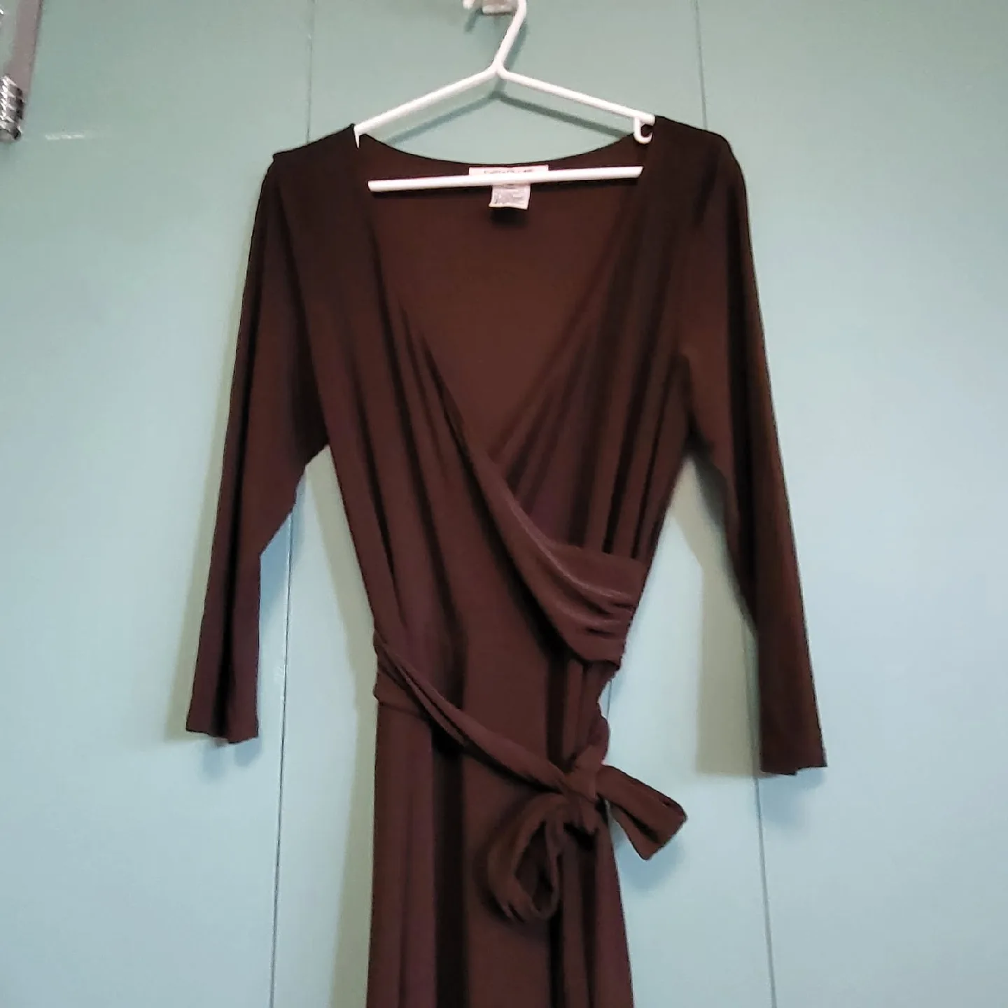 Evan-Picone Brown Wrap Dress - Size 12 image indicator(2)