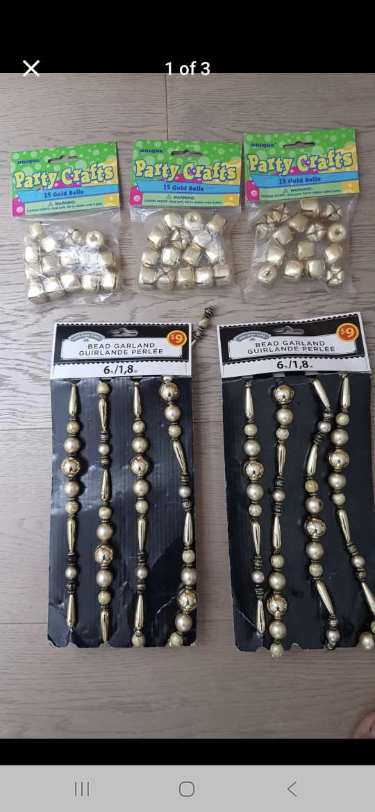 Unique Party Crafts Gold Bells & Bead Garland