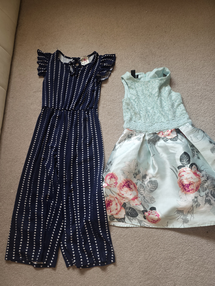 Girls' Dress & Jumpsuit Set.Size 8-10. Both for $5