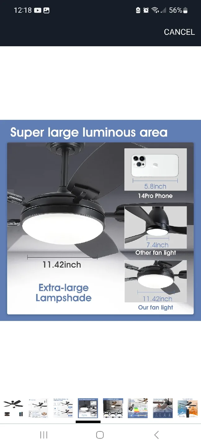 52"  Ceiling Fan with Light and remote control ( brand new image indicator(3)