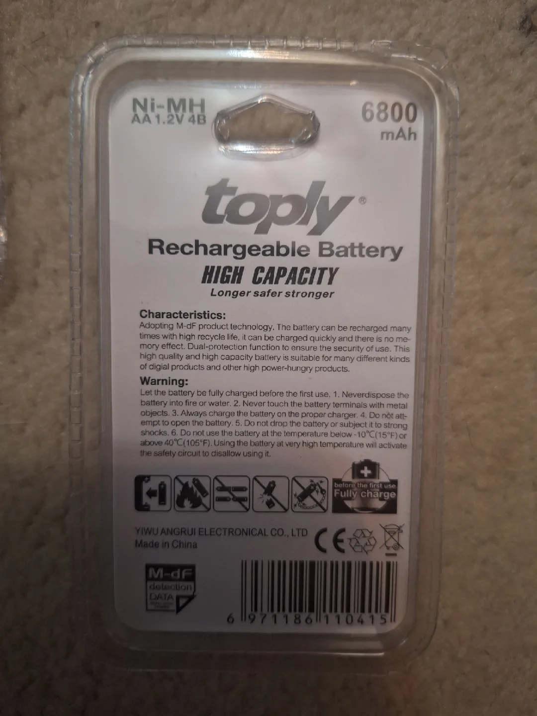 NEW Toply 6800mAh AA Rechargeable Batteries 🔋 image indicator(3)