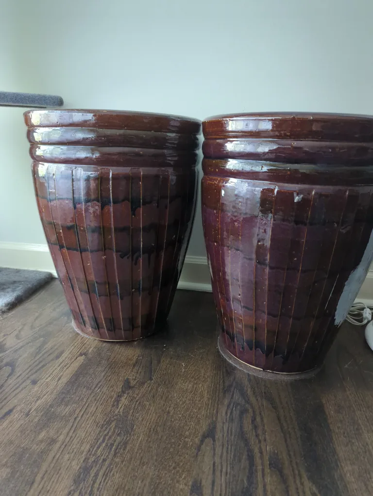 Brown Glazed Ceramic Planter Pot image indicator(2)