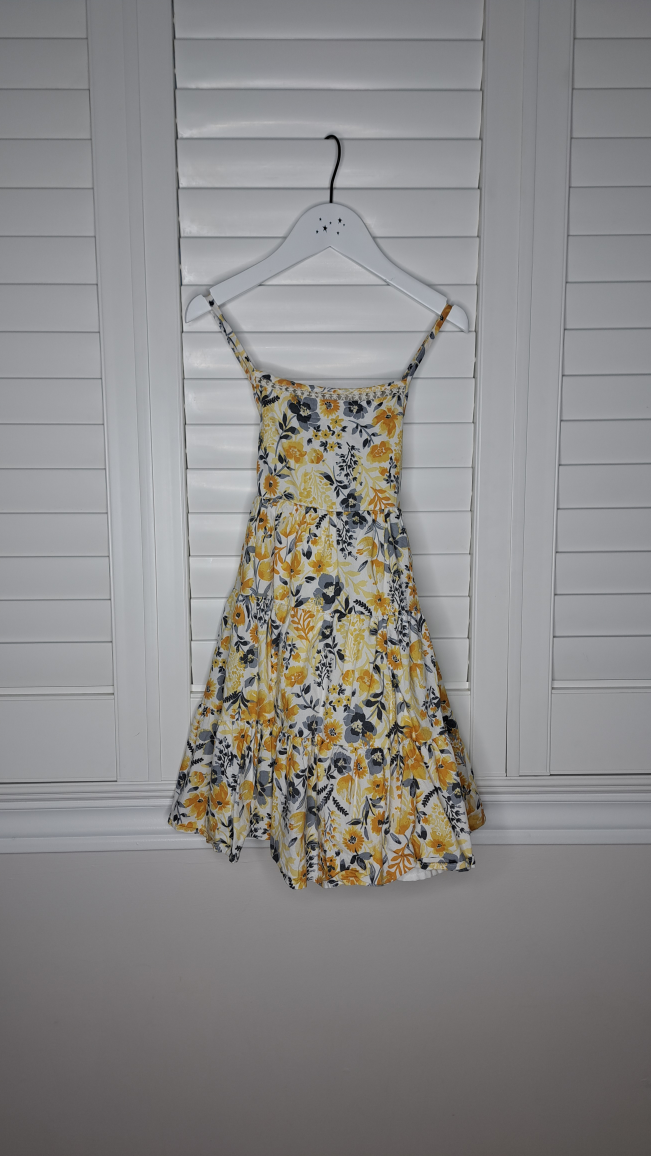 Floral Sundress - Yellow & Grey Sz 6 kids