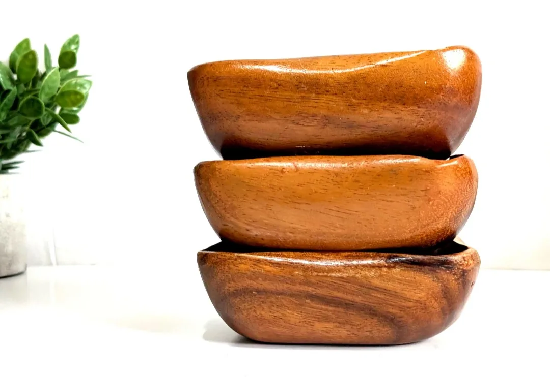 Wooden Salad Bowl Trio ~ Retro Kitchenware image indicator(5)