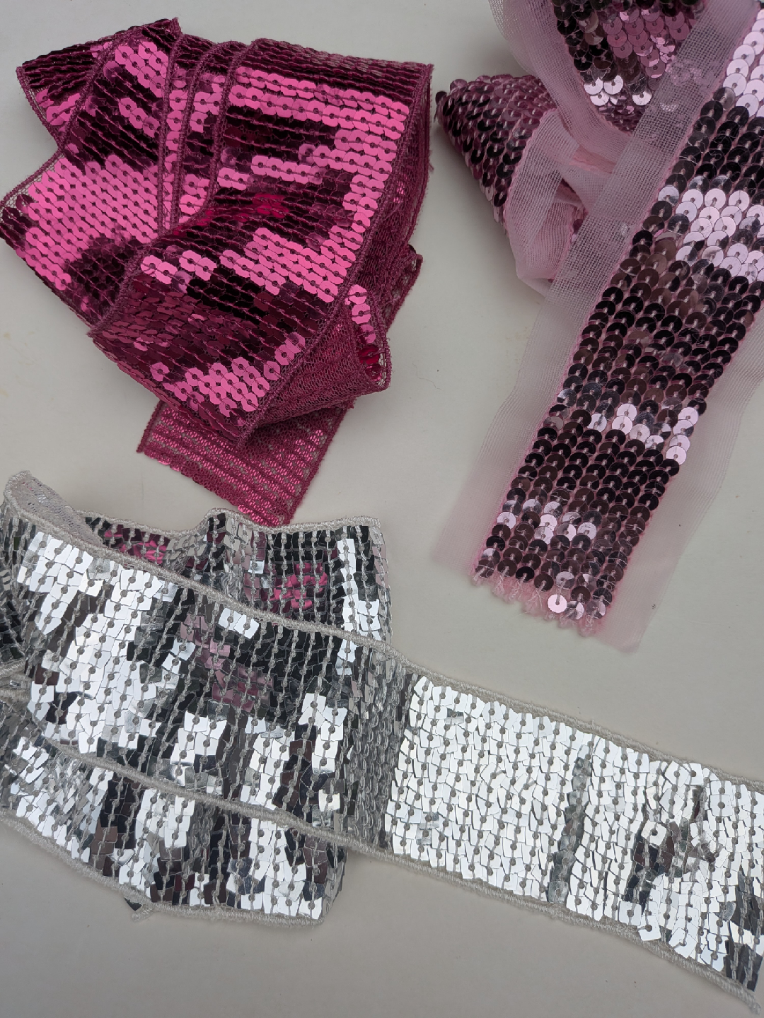THREE long sequin hair ties, sashes, New, not used - photo 4