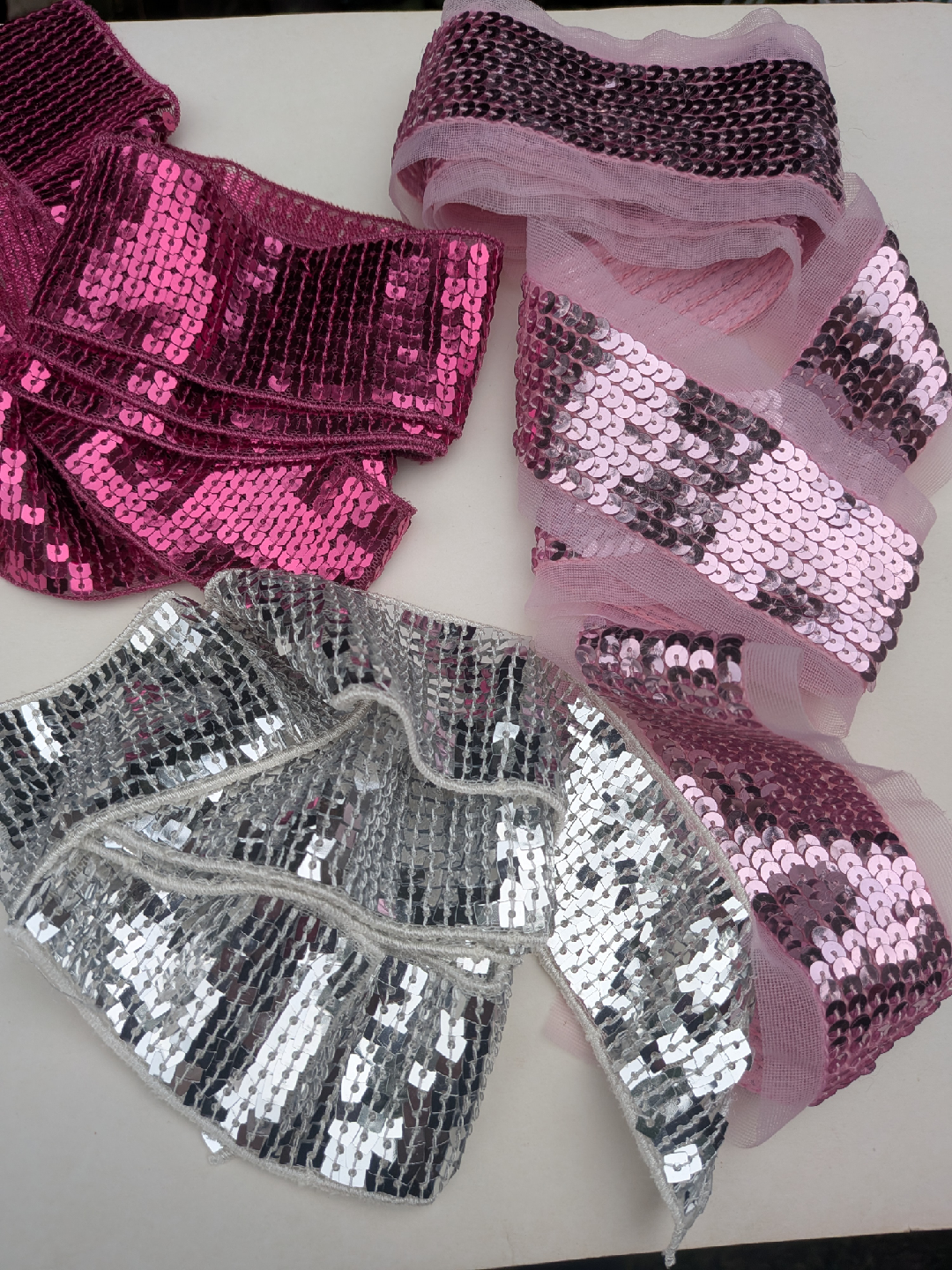 THREE long sequin hair ties, sashes, New, not used - photo 5