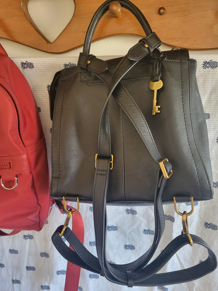 Fossil Black Leather Convertible Backpack Purse - photo 2