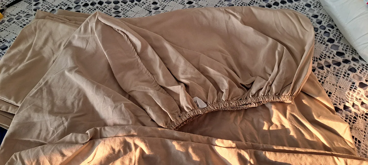 Beige Bed Sheet Set Queen bed image indicator(2)