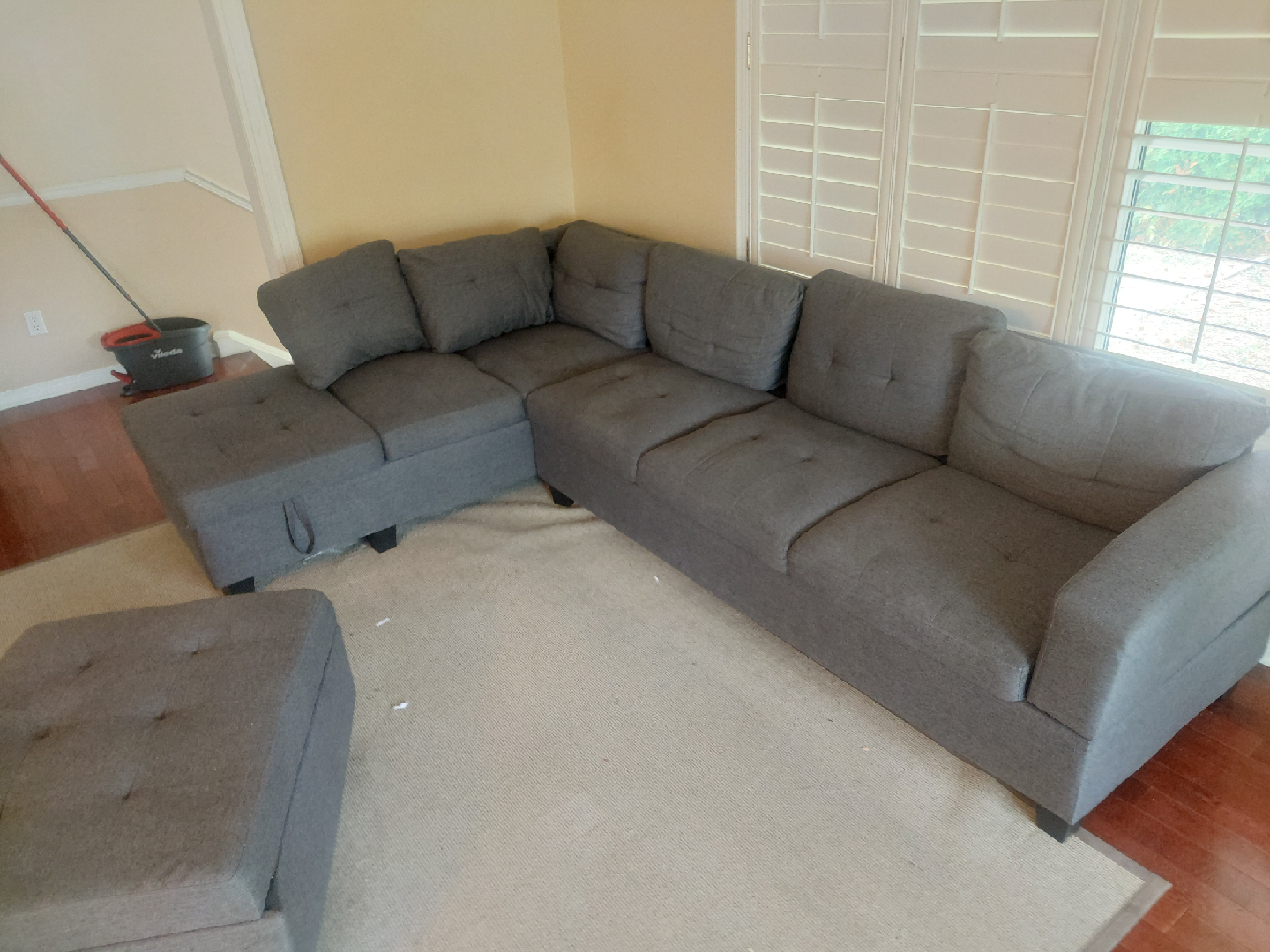 Free delivery Grey Sectional Sofa with Ottoman - photo 3