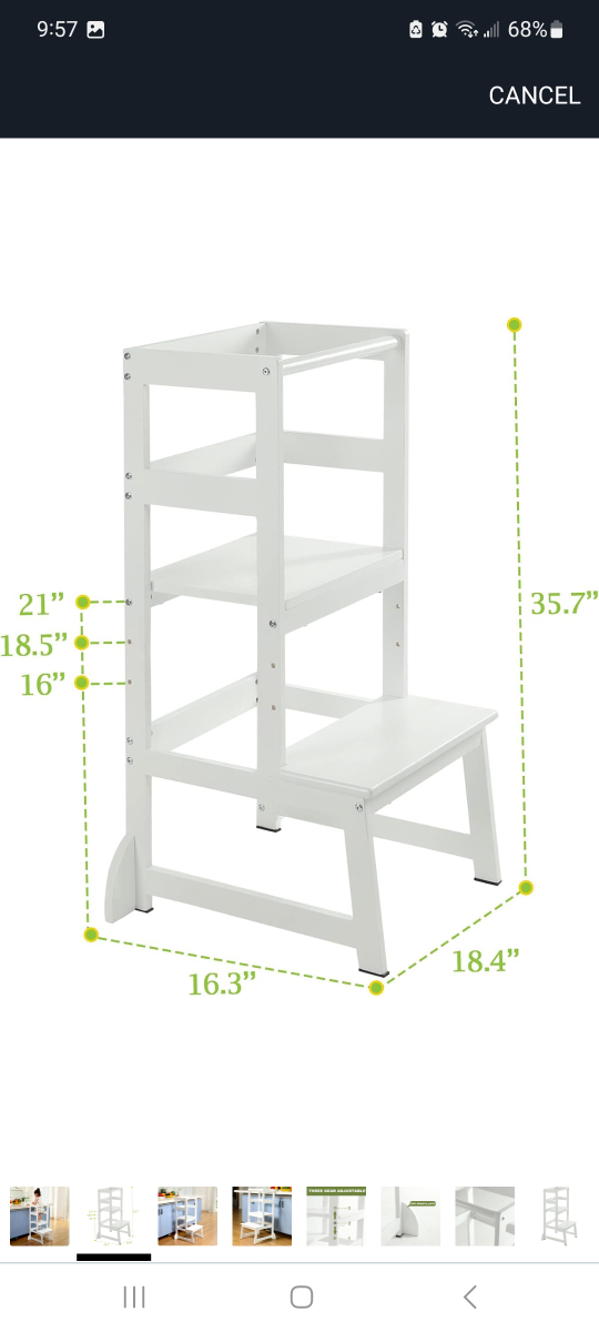 Adjustable Height Kitchen Step Stool - White - photo 2