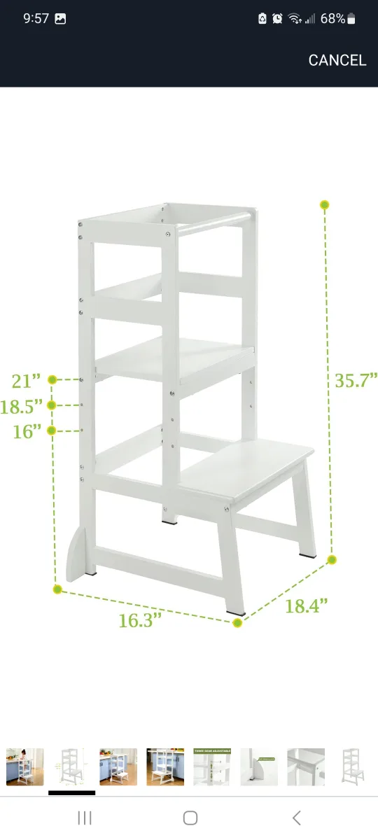 Adjustable Height Kitchen Step Stool - White image indicator(2)