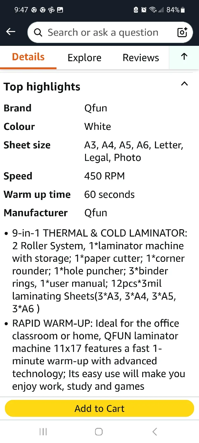 Qfun 13-Inch Laminator Machine - White brand new image indicator(4)