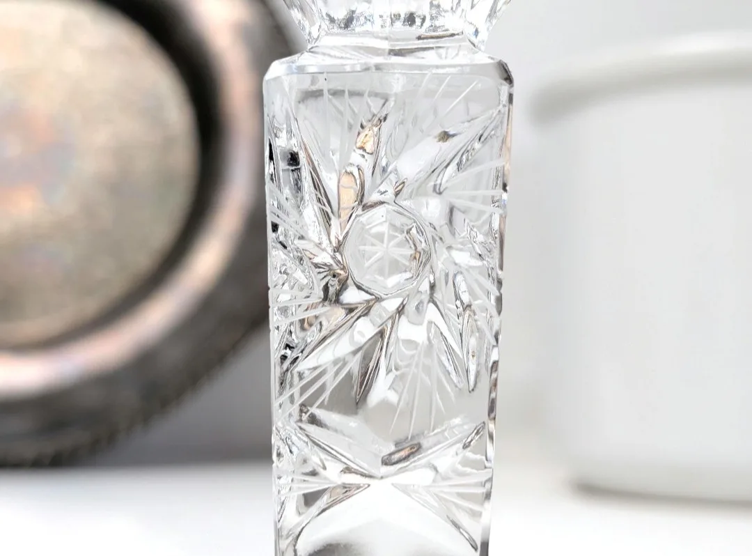 Crystal Candlestick Holders ~ Pinwheel Cut Crystal image indicator(5)